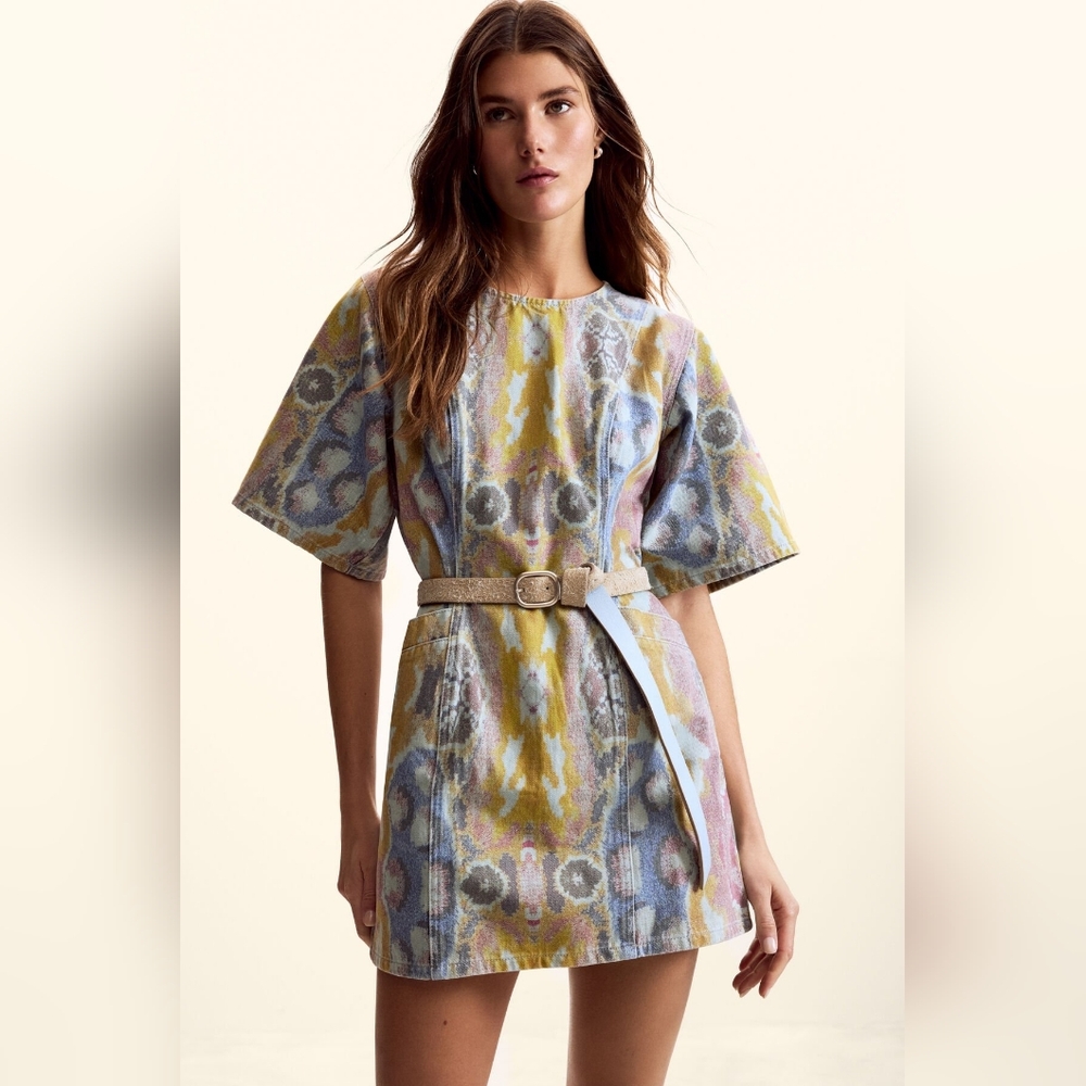 Desigual x Christian Lacroix Tapestry Dress NWT Size M Belted Mini Artsy Print - Picture 2 of 8